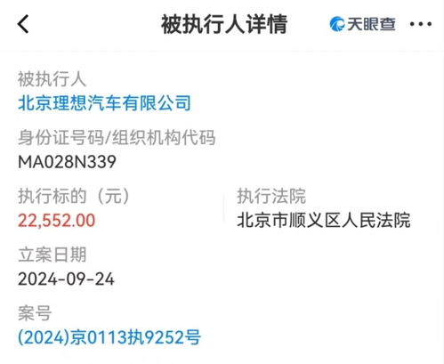 北京理想汽車關(guān)聯(lián)公司被列為被執(zhí)行人，業(yè)內(nèi)關(guān)注其商務(wù)信息咨詢業(yè)務(wù)